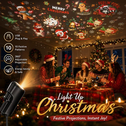 Plug-and-Play HD Holiday Projector, Multi-Scene Projection Light for Christmas, Halloween &Faith-Themed Decor