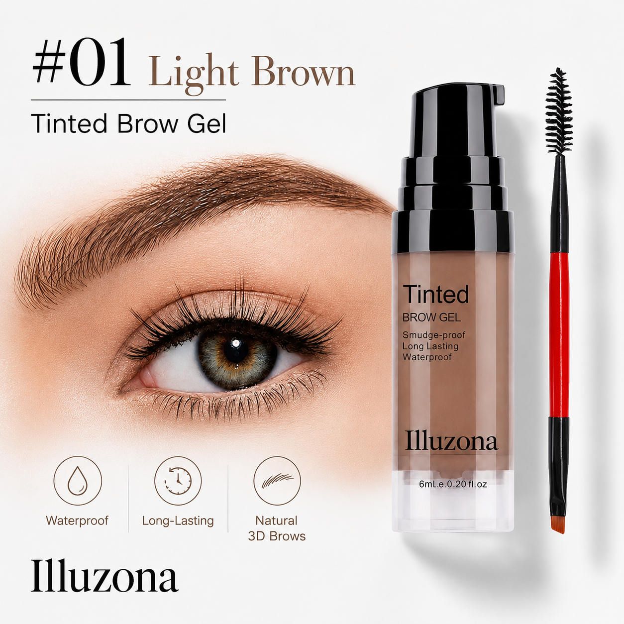 🔥Last Day Buy 1 Get 1 Free Illuzona 3D Waterproof Tinted Eyebrow Gel