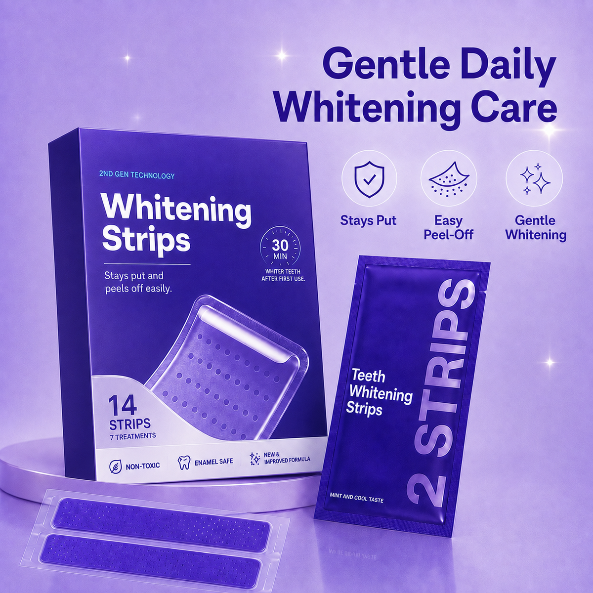 Purple Whitening Strips for a Brighter, Whiter Smile