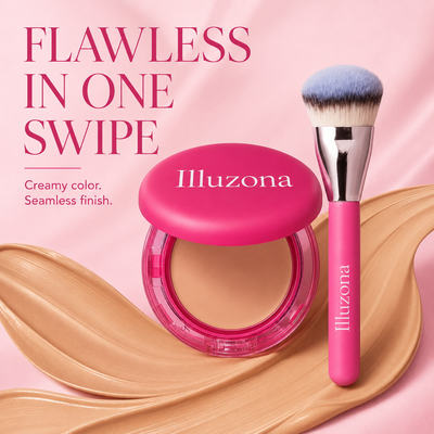 🎁 Buy One, Get One Free | Illuzona Beauty Peptide Bounce Balm Foundation + Precision Brush ✨