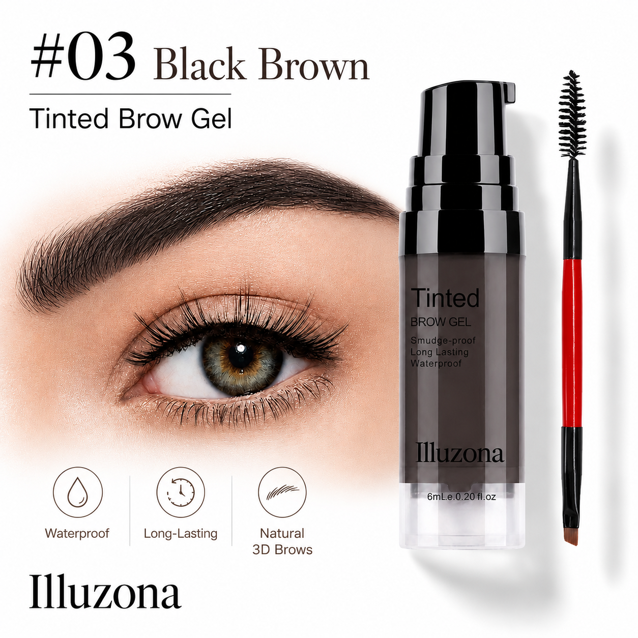 🔥Last Day Buy 1 Get 1 Free Illuzona 3D Waterproof Tinted Eyebrow Gel
