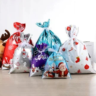 Merry Pouch Christmas Drawstring Gift Bags
