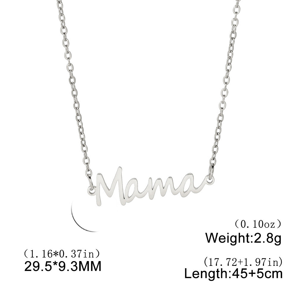 Cut titanium steel hollow Mama pendant 304 stainless steel necklace