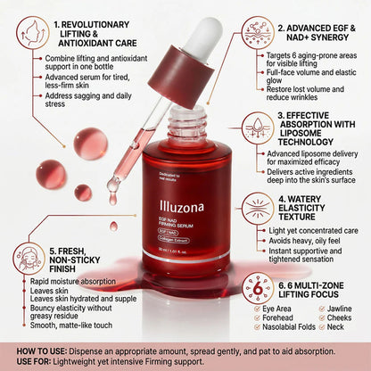 🔥Last Day Buy 1 Get 1 Free 🔥 Illuzona NAD+ EGF Firming Serum |Visibly Smooth Fine Lines &Bring Back Plump YouthfulRadiance