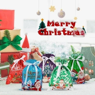 Merry Pouch Christmas Drawstring Gift Bags