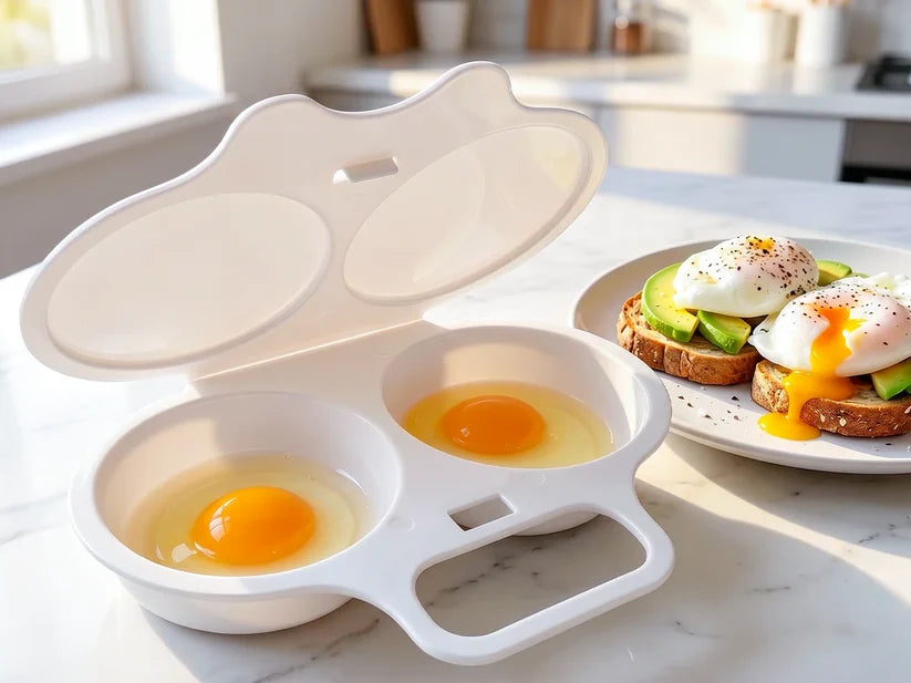 🎁 BUY 1 GET 1 FREE! Microwave Egg Poacher – 2 Eggs in Minutes, No Pan & Easy Cleanup 🍳⚡