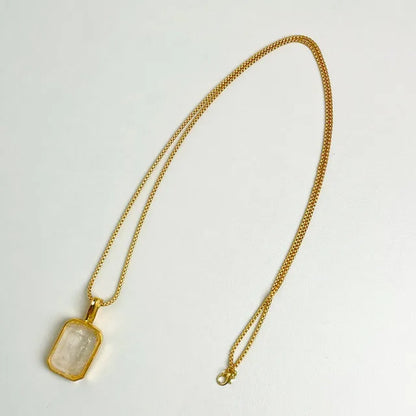 Luxury Large Square Crystal Necklace Cooper Alloy for Women Jewelry Trendy Vintage Charm  Accessories Sweater Chain