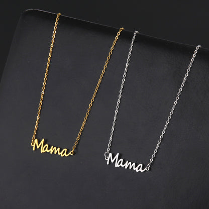 Cut titanium steel hollow Mama pendant 304 stainless steel necklace