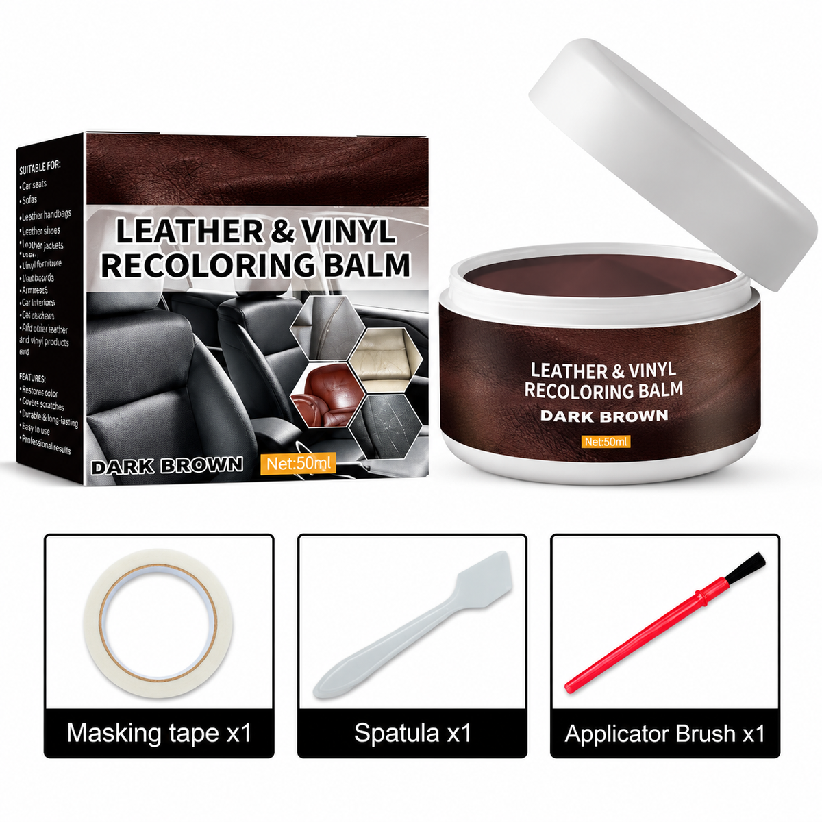 Leather Repair Paste – Fills scratches & scuffs, restores texture.