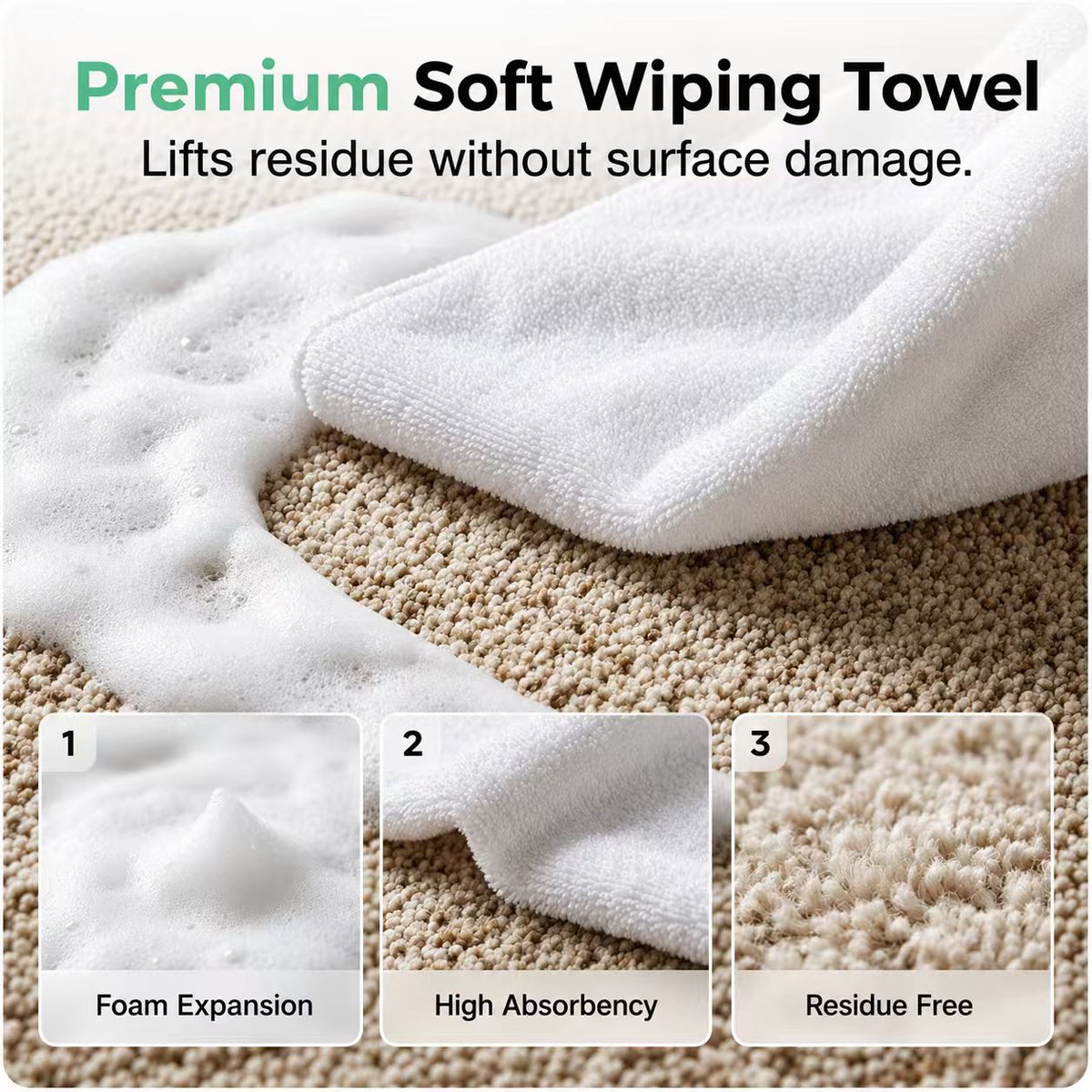🔥Limited Time Promotion 50% OFF🔥Waterless Carpet Foam Stain Remover with Towel
