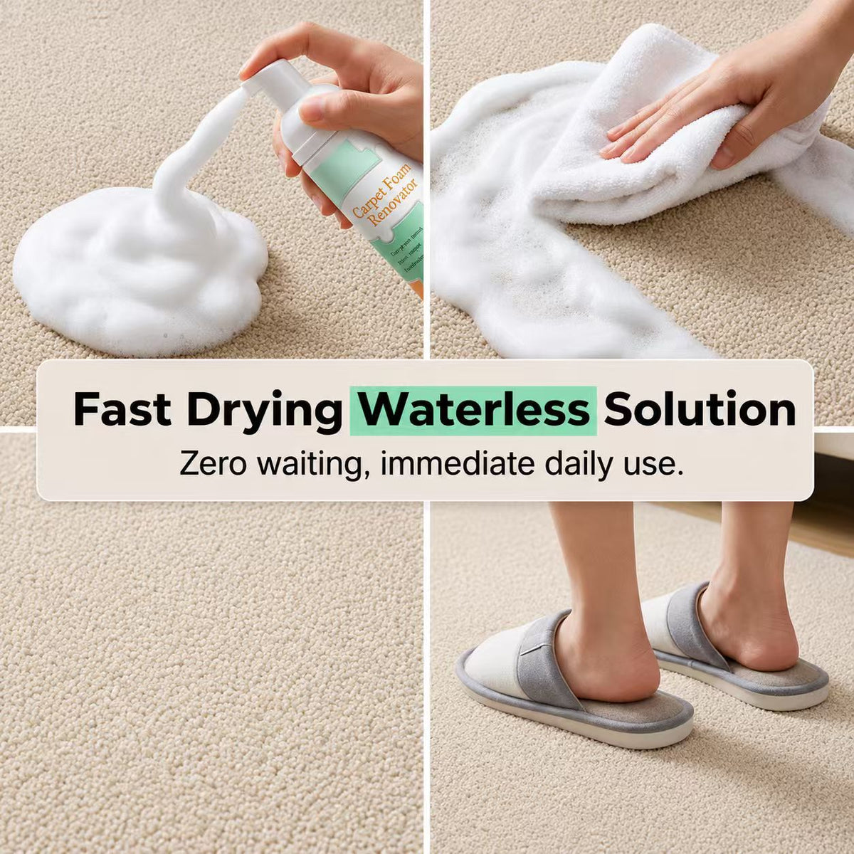 🔥Limited Time Promotion 50% OFF🔥Waterless Carpet Foam Stain Remover with Towel
